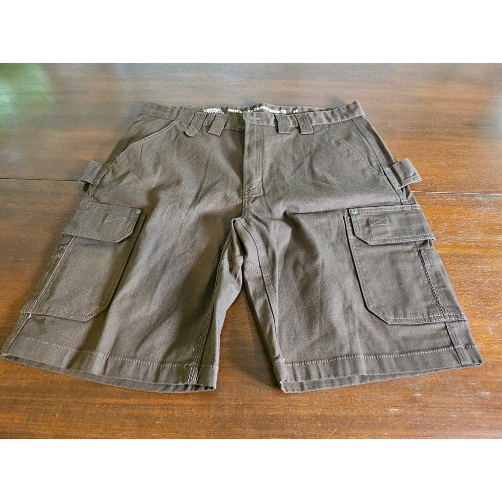 Rugged Wear Cargo Shorts Men 38 Brown Flex Canvas Utility M2955